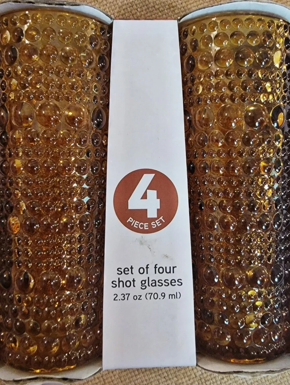 Home Essentials & Beyond Tall Coppery Hobnail Shot Glasses Set Of 4 #NIB